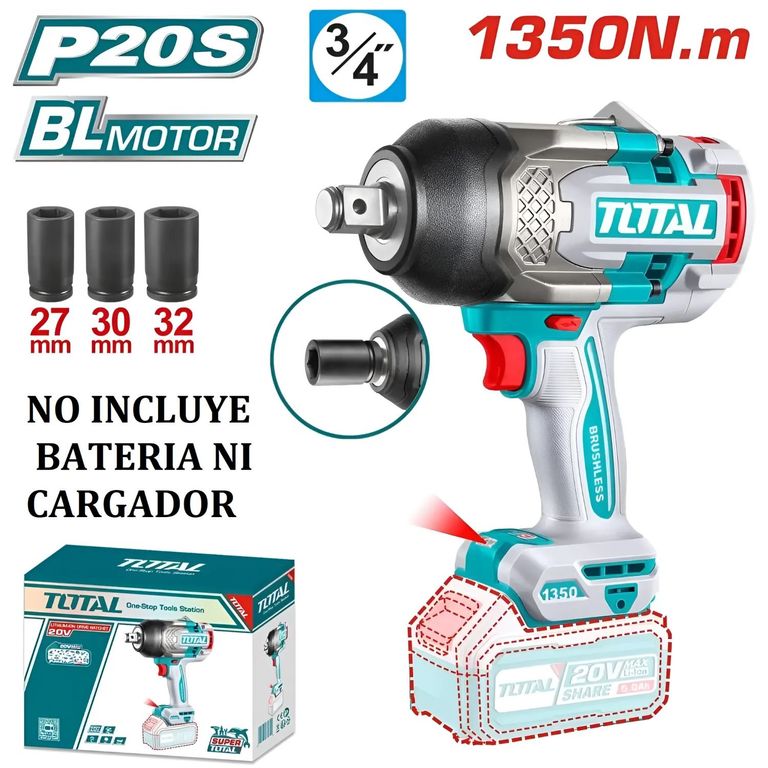 Llave Impacto 1350nm Motor BL 20v ¾ Solo Cabezal - TIWLI201351