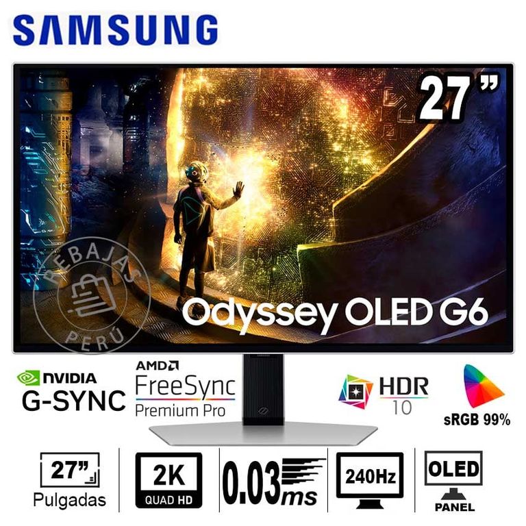 Odyssey OLED G6 27 QHD 240Hz 003ms HDR10+ FreeSyncG-Sync