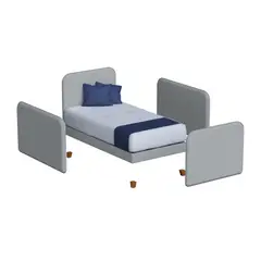 MUEBLES MACRUMO - CAMA MONTESSORI TAPIZADA EVOLUTIVA DESARMABLE + PATAS GRIS 1.5 PLZ