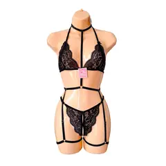 GENERICO - LENCERIA DE ENCAJE ARNES PORTALIGAS SEXY CON LIGUEROS