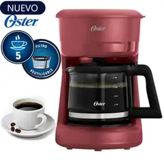 OSTER - Cafetera 5tz de Filtro Reutilizable BVSTDCS51R Roja