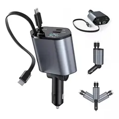 GENERICO - CARGADOR AUTO RETRACTIL 4 EN 1 carga rápida 120w