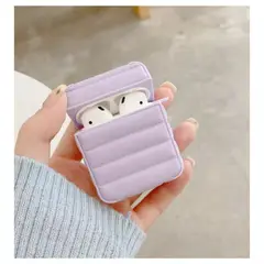 GENERICO - Case Full Puffer para Airpods 1era 2da Generación Lila