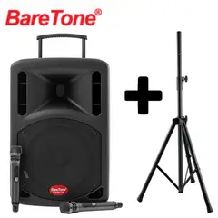BARETONE - Parlante Portátil MAX12EX 200W Efectos de micrófono + SOPORTE