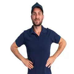 GENERICO - POLO CUELLO CAMISERO MANGA CORTA PIQUE PARA HOMBRE AZUL MARINO