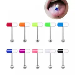 GENERICO - Set x 2 Piercings para lengua modelo pastilla colores al azar