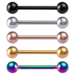 GENERICO - Set x 2 Piercings para lengua modelo barra colores al azar