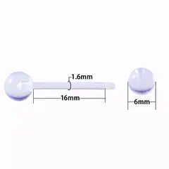 GENERICO - Set x 2 Piercings para lengua transparente flexible acrílico