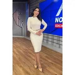 ARMA TU LOOK - VESTIDO AMALIA DE CASHMERE MANGA LARGA CON TACHAS DORADAS