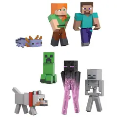MINECRAFT - Set 7 Figuras Storypack Steve & Alex Creeper Enderman