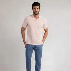 GENERICO - POLO CUELLO CAMISERO MANGA CORTA ROSADO