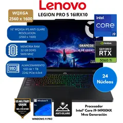 LENOVO - Laptop Intel® Core i9 (Legion Pro 5 16IRX10) RAM 32 GB SSD 1 TB 16" WQXGA IPS Windows 11 PRO