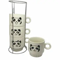 OTTOWARE - Set de 4 Tazas Apilables con Diseños Divertidos