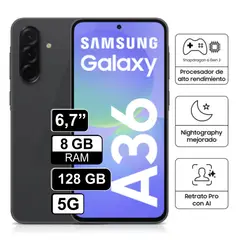 SAMSUNG - Celular Libre Galaxy A36 67 Pulg 128GB 8GB RAM Negro