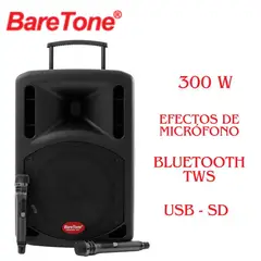 BARETONE - Parlante Portátil MAX15EX 300W RMS TWS Efectos de micrófono