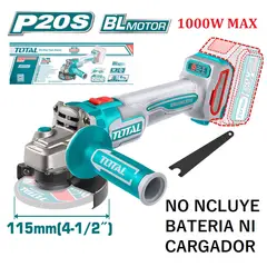 TOTAL TOOLS - Amoladora Angular 4½ Pulgadas Inalámbrica A Batería 20v - Sin Carbones