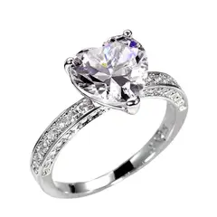 LA TIENDA 88 JOYAS Y ACCESORIOS - La Tienda 88 - Anillo De Pedida Mujer Corazón Bañado en Oro - Blanco