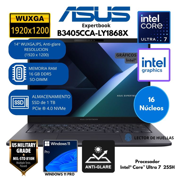 Laptop Expertbook Intel Core Ultra 7 RAM 16 GB SSD 1 TB 14" WUXGA Windows 11 PRO