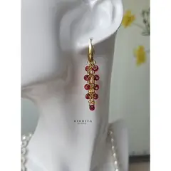 GENERICO - ARETES DE CRISTAL ROJO Y DORADO ARETES CASUALES MUJER