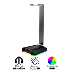 VSG - Soporte para audífono Atlas iluminación RGB 3 x USB