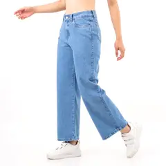 ROSUE - Pantalón Jean Palazzo Mujer Celeste