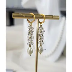 GENERICO - ARETES DE CRISTAL Y PERLAS ARETES CASUAL ELEGANTES MUJER
