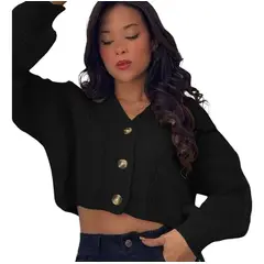 GENERICO - Chompa Mujer Hilo Trensa 359G-23 Color Negro