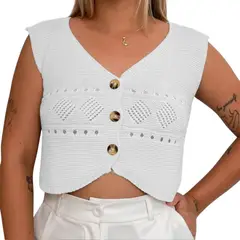 GENERICO - Sueter Mujer Hilo Americano Manga Cero 359G-17 Perla