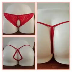 GENERICO - PANTY SEMI HILO SEXY DE ENCAJE Y ALGODON TALLA UNICA