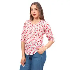 BOABLANCA - Blusa 100% algodón peruano Manga 34 Tallas S a XL