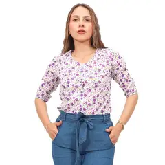 BOABLANCA - Blusa 100% algodón peruano Manga 34 Tallas S a XL