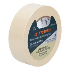 TRUPER - CINTA MASKING TAPE BLANCA DE 1-1/2" X 50 M, 12592