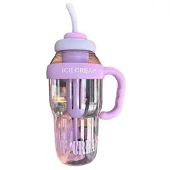 ICHIMATSU - TOMATODO VASO BOTELLA ICE CREAM CON CAÑITA DE 1400 ML LILA MORADO