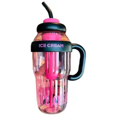 Ichimatsu - TOMATODO VASO BOTELLA ICE CREAM CON CAÑITA DE 1400 ML FUCSIA NEGRO