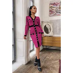 ARMA TU LOOK - VESTIDO BARCELONA CON BROCHES DORADOS MANGA LARGA