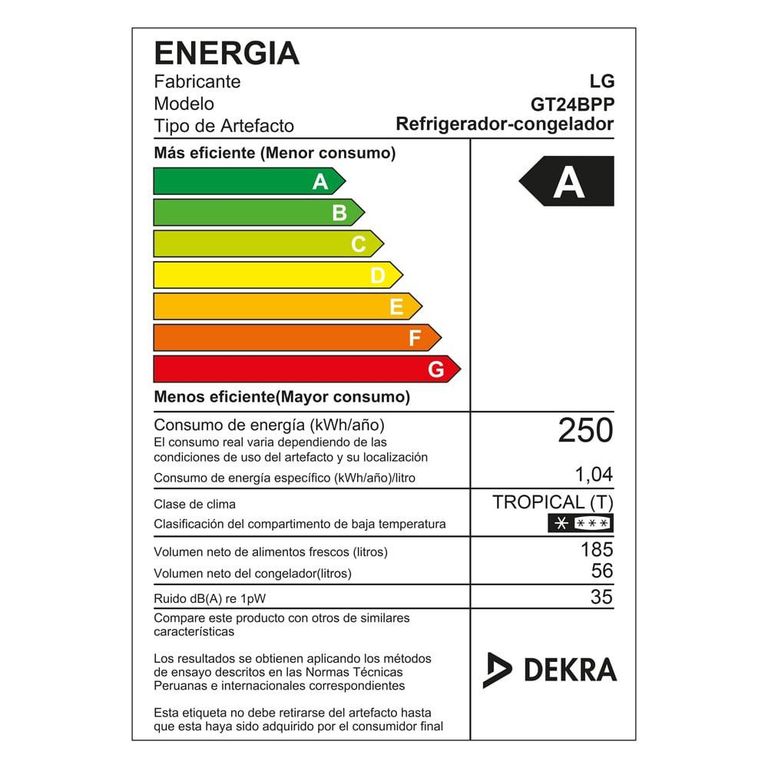 Refrigeradora Top Freezer GT24BPP No Frost 241L
