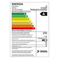 LG - Refrigeradora Top Freezer GT24BPP No Frost 241L