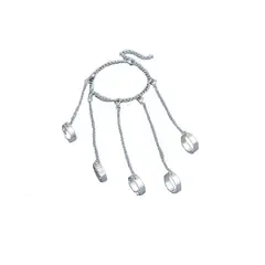 GENERICO - Pulsera Brazalete con 5 anillos y cadena de acero inoxidable