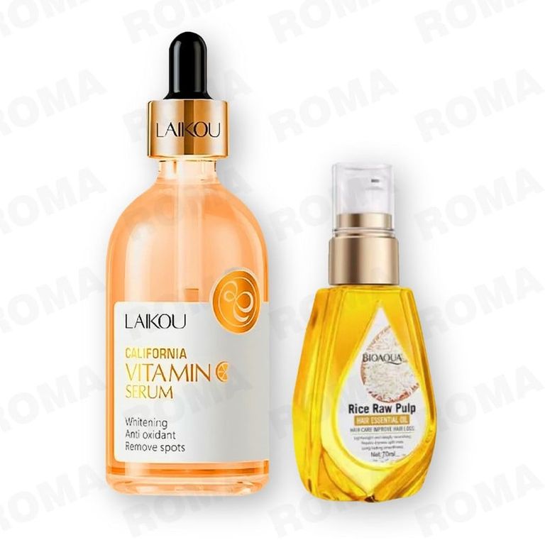 KIT SERUM VITAMINA C 100ML LAIKOU y ACEITE CABELLO ARROZ