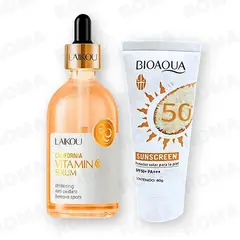 BIOAQUA - KIT SERUM VITAMINA C LAIKOU Y PROTECTOR SOLAR ARROZ SPF50