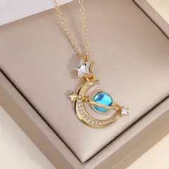 GENERICO - Collar luna Saturno deslumbrante accesorio