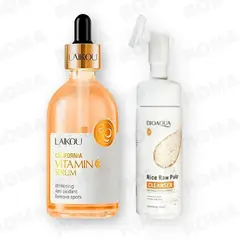 BIOAQUA - KIT SERUM VITAMINA C LAIKOU 100ML LIMPIADOR FACIAL ARROZ
