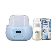 GENERICO - Calentador Esterilizador De Biberones Azul + Biberon 9Oz