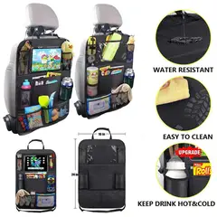 GENERICO - Pack 2 Organizador Asiento Auto Multibolsillo Negro 46X61 Cm viaje