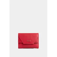 VELEZ - Vélez Billetera Taupe De Cuero Para Mujer Con Monedero Rojo