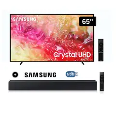 SAMSUNG - Televisor LED 65 Crystal UHD 4K 65DU7000 Tizen OS Smart TV + Soundbar HW C400