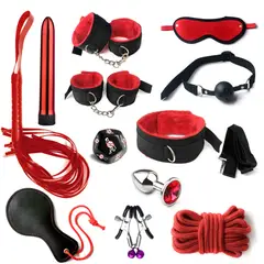 GENERICO - Set Bondage 14 En 1 Restricciones BDSM-Rojo