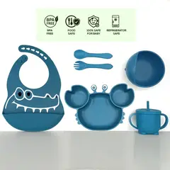 GENERICO - Set de alimentación para bebé azul co