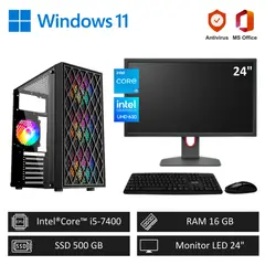 INTEL - Computadora PC Core i5 - 16GB RAM - 500GB SSD + Monitor LED 24 pulg