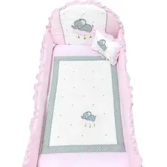 BABY MERINOS - Set de Cuna y Protector Tradición Elefante - Algodón - B01